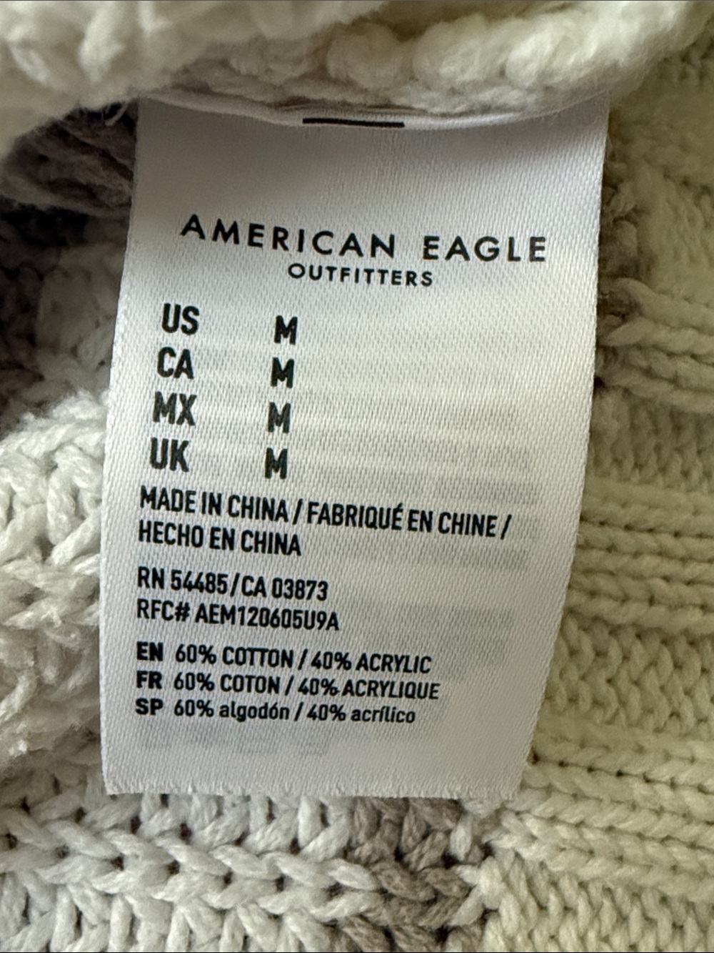 American Eagle Outfitters Off White Sweater with Taupe Stripes ~ M - Picture 5 of 8